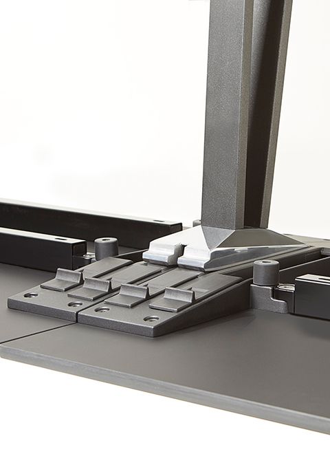 Quickly set-up and break-down table configurations with an intuitive and minimal kit-of-parts.