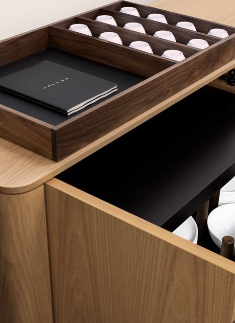 Sideboards conceal an abundance of thoughtful storage options.