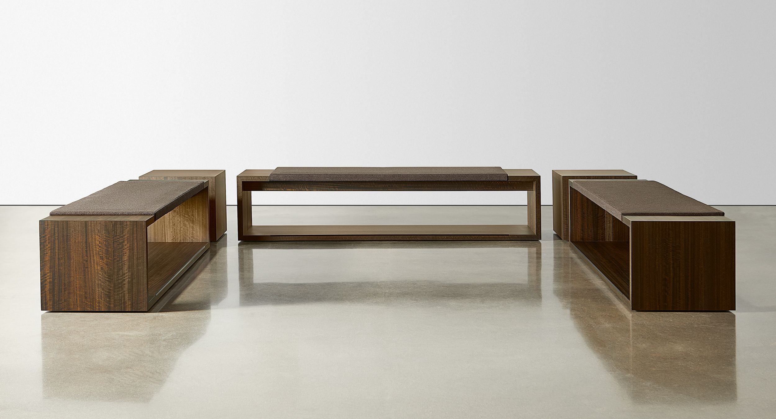 Oxer incorporates minimalist lines into a bench seating design that speaks to simplicity and modernism.