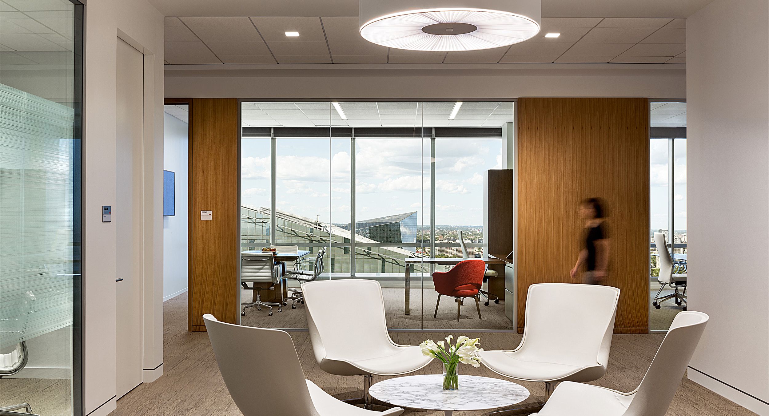 Spectacular views and a NEW MILLENNIA private office paired with a MESA conference table.