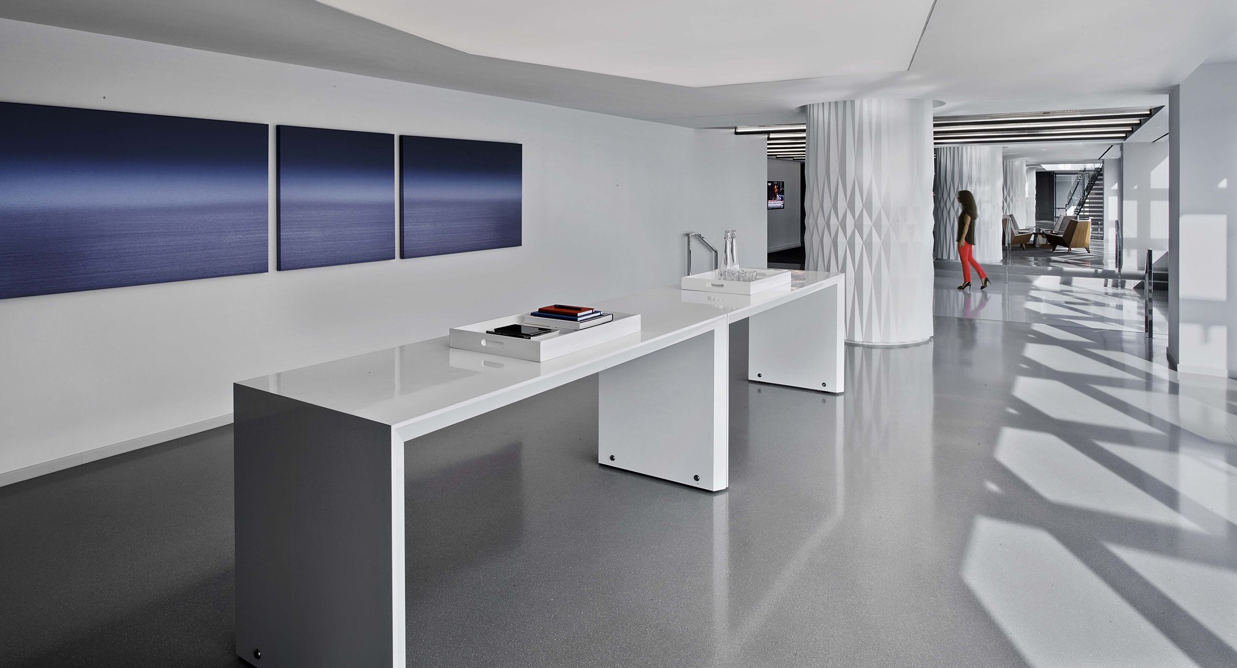 HUGO tables were custom-designed to meet the desired project aesthetics.