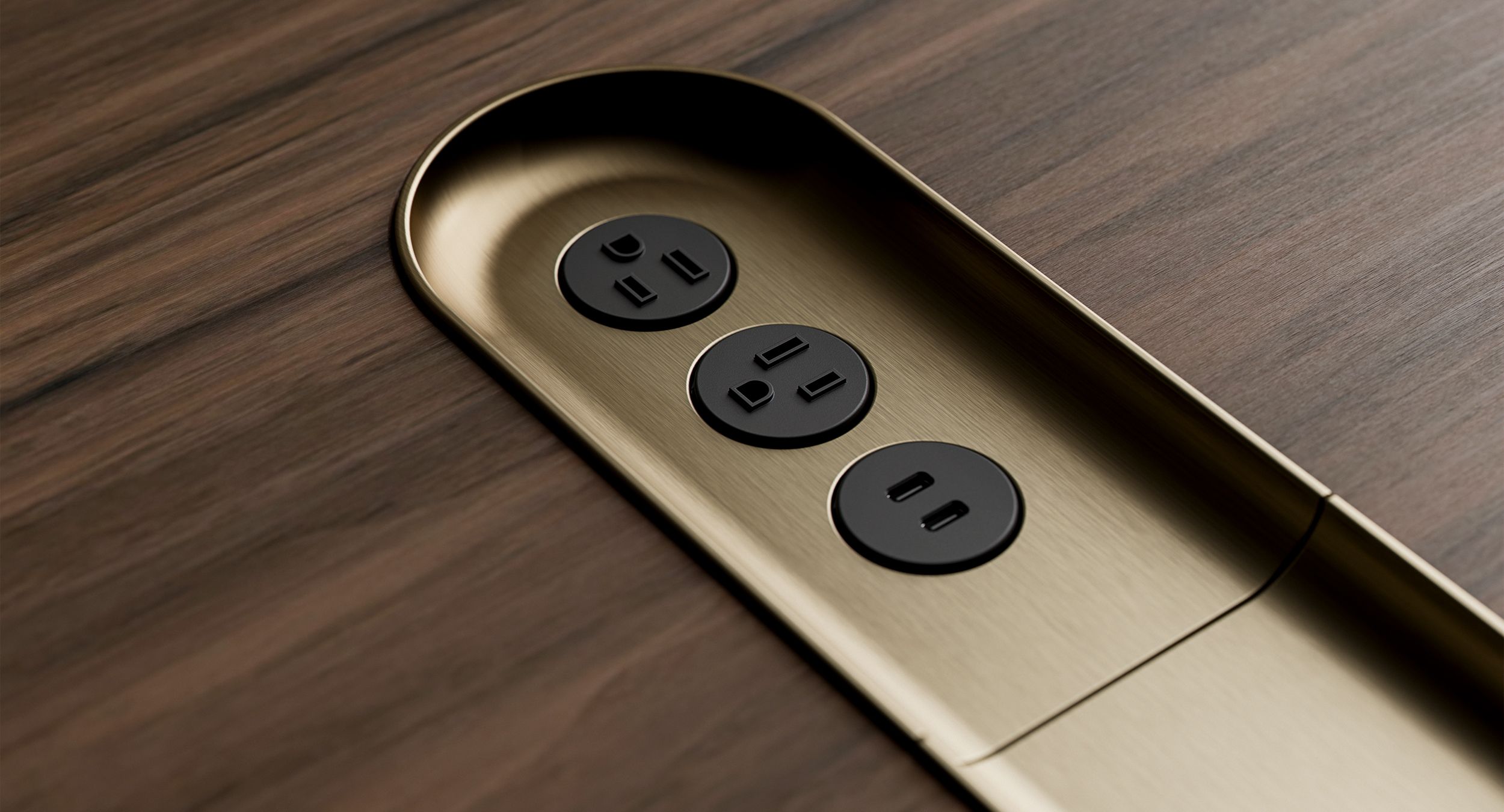 FREYA’s range of power basins and perimeter power place connectivity at your fingertips and are available in a range of luxurious brushed metal finishes.