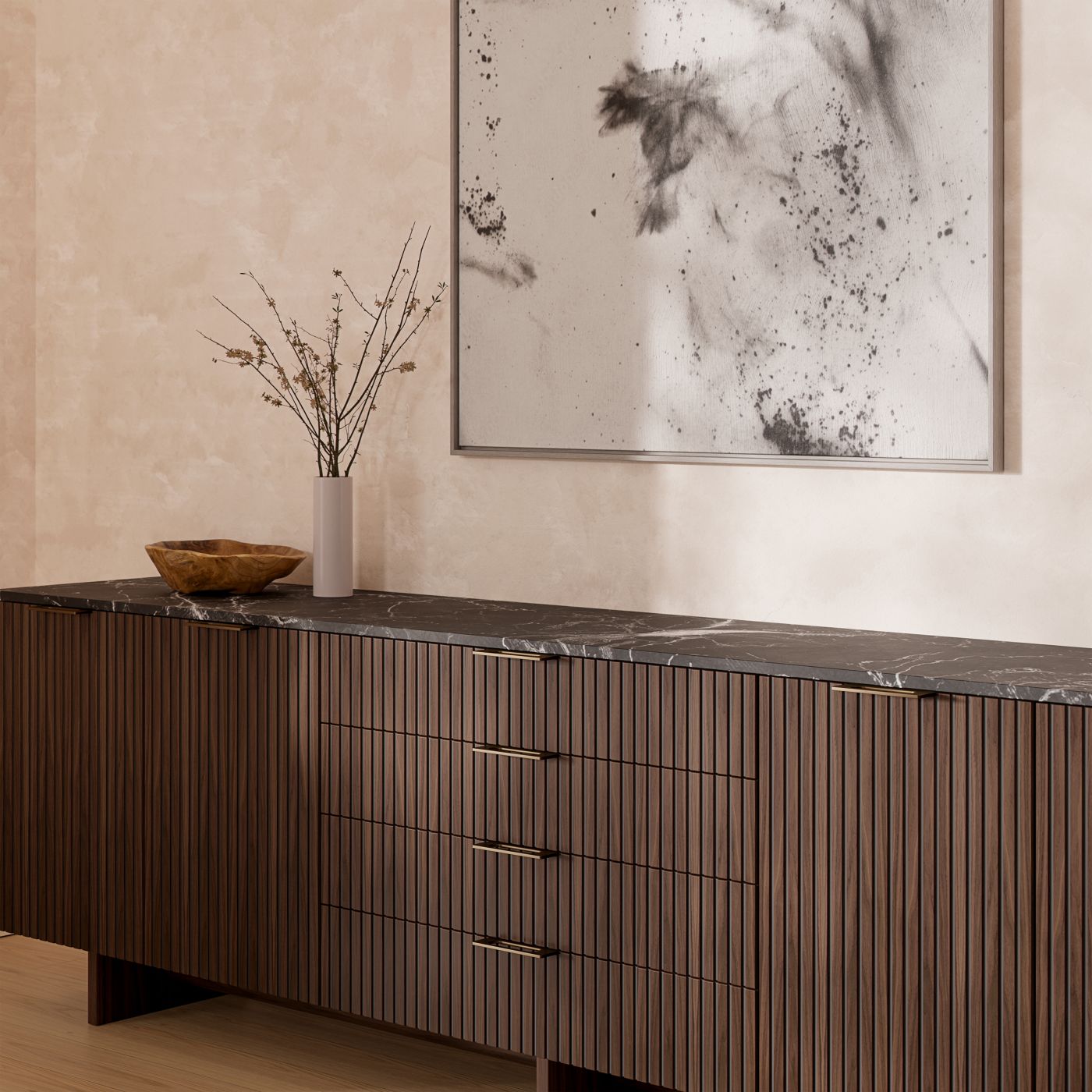 Luxurious and restrained use of materials bring the art of living well into sophisticated workspaces.