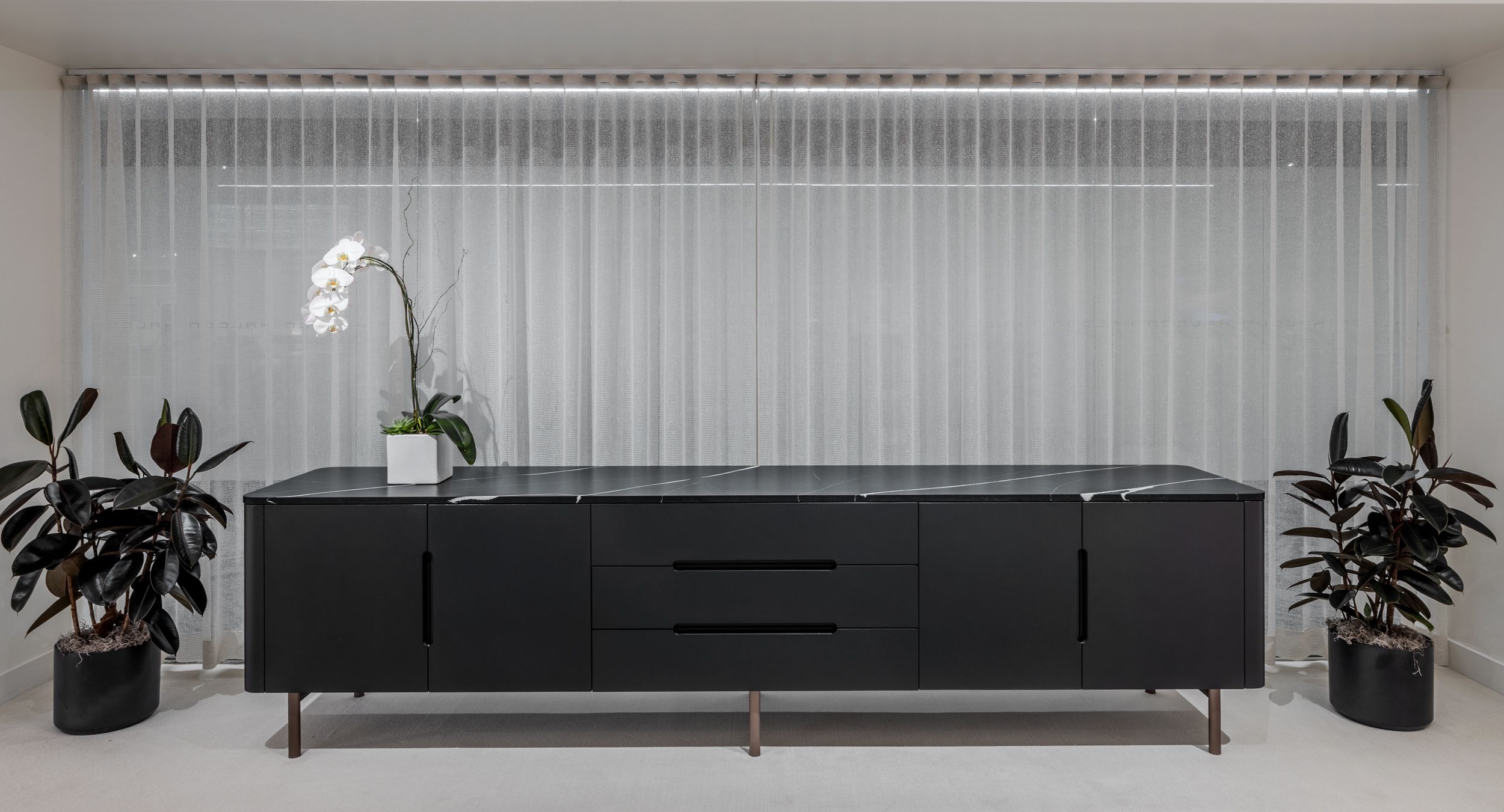 CREW Credenza in Black Metallic Matte and Light Bronze.