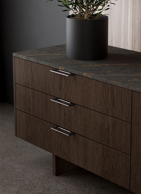 A timeless modern finger pull design meets ADA accessibility standards.