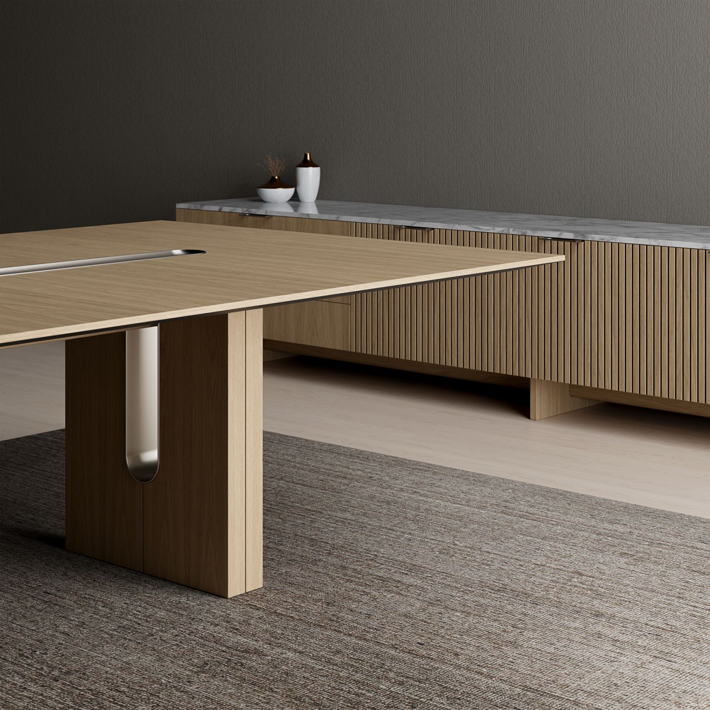 Luxurious and restrained use of materials bring the art of living well into sophisticated workspaces.