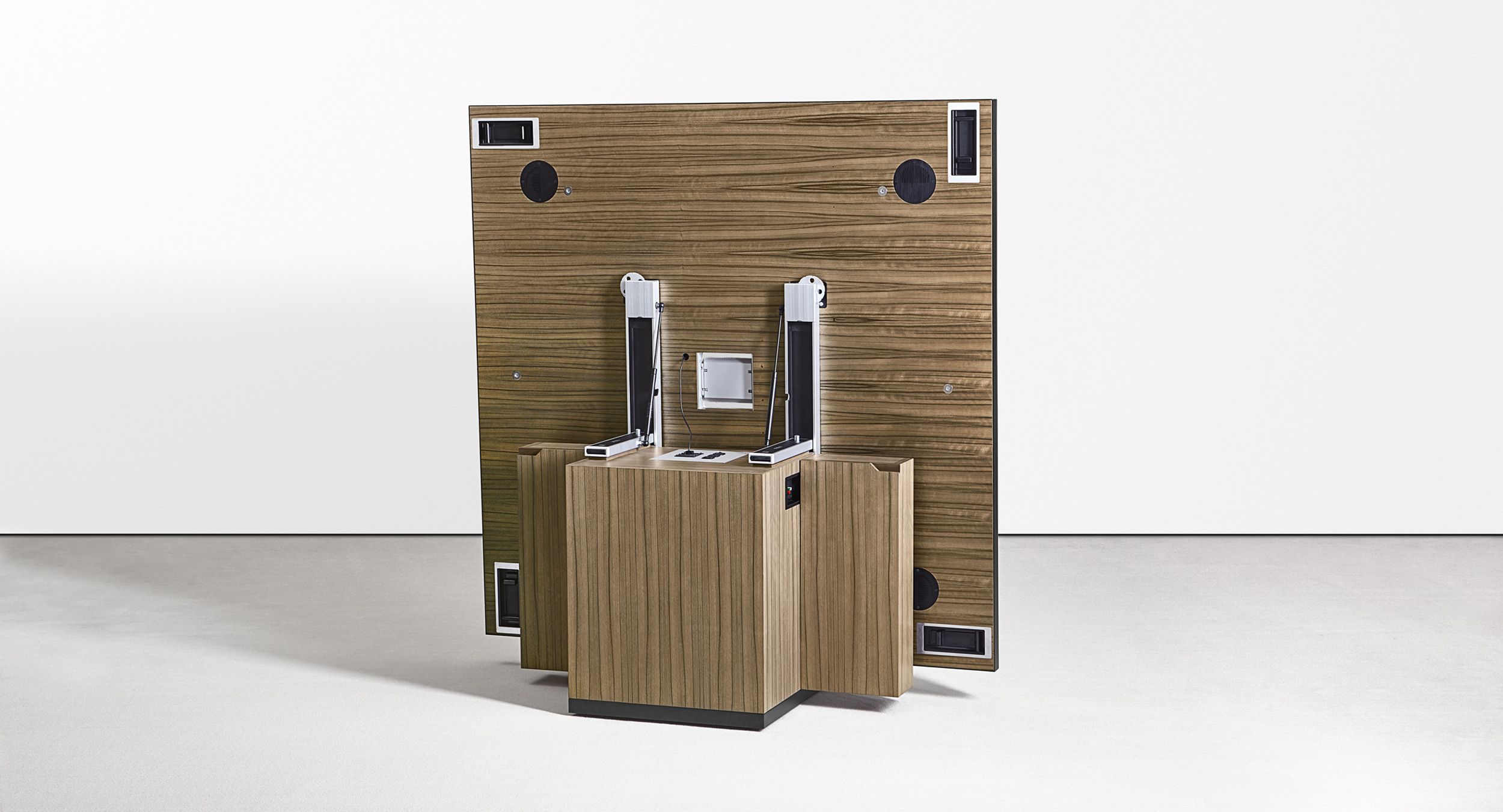 Motus includes patented table leveling, table-ganging, and optional wireless charging integrated into the table surface.