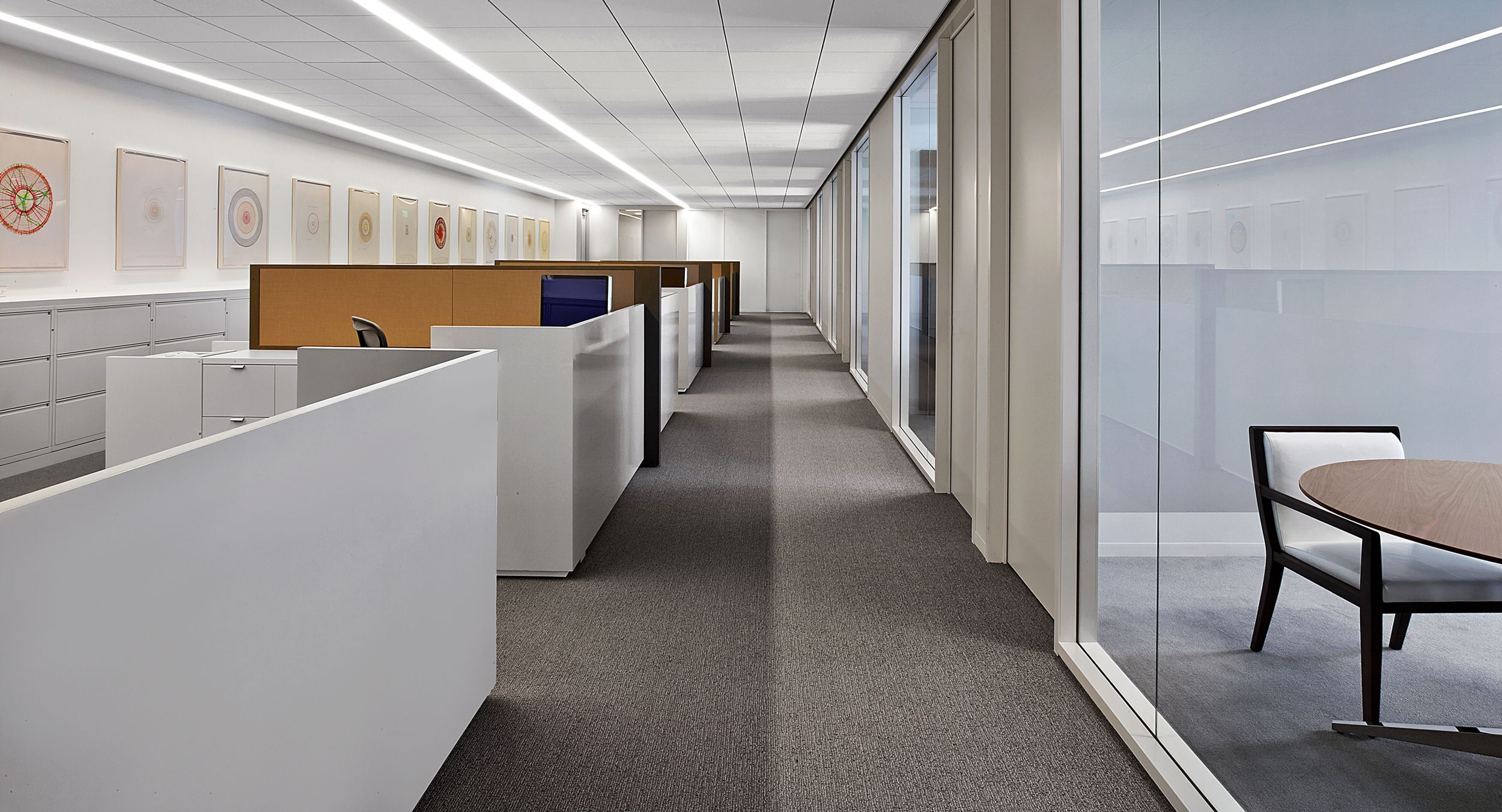White Chemcolor surround panels convey clean, modern lines.
