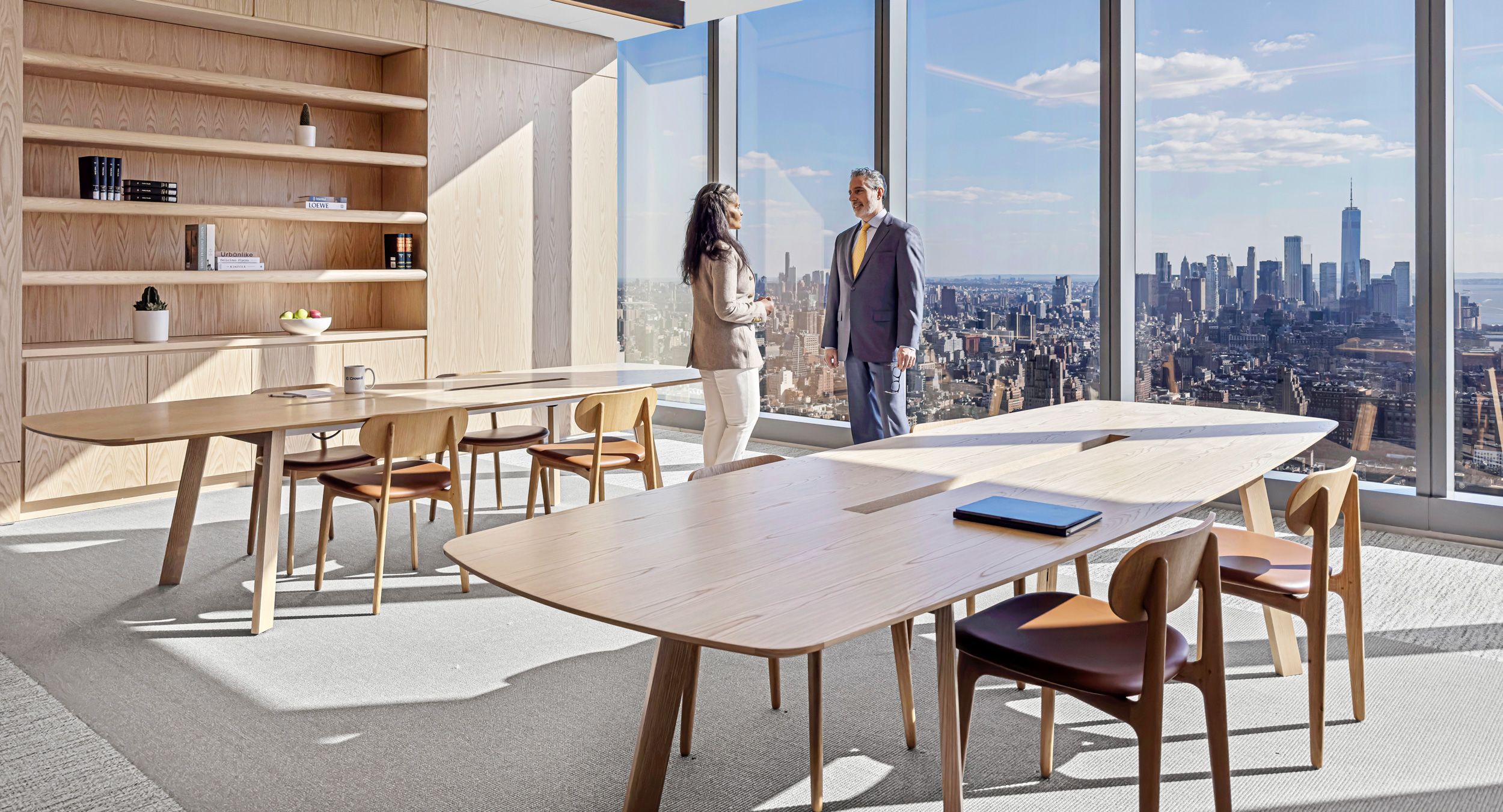 A pair of custom SESSIONS conference tables in Flat Cut Sen.