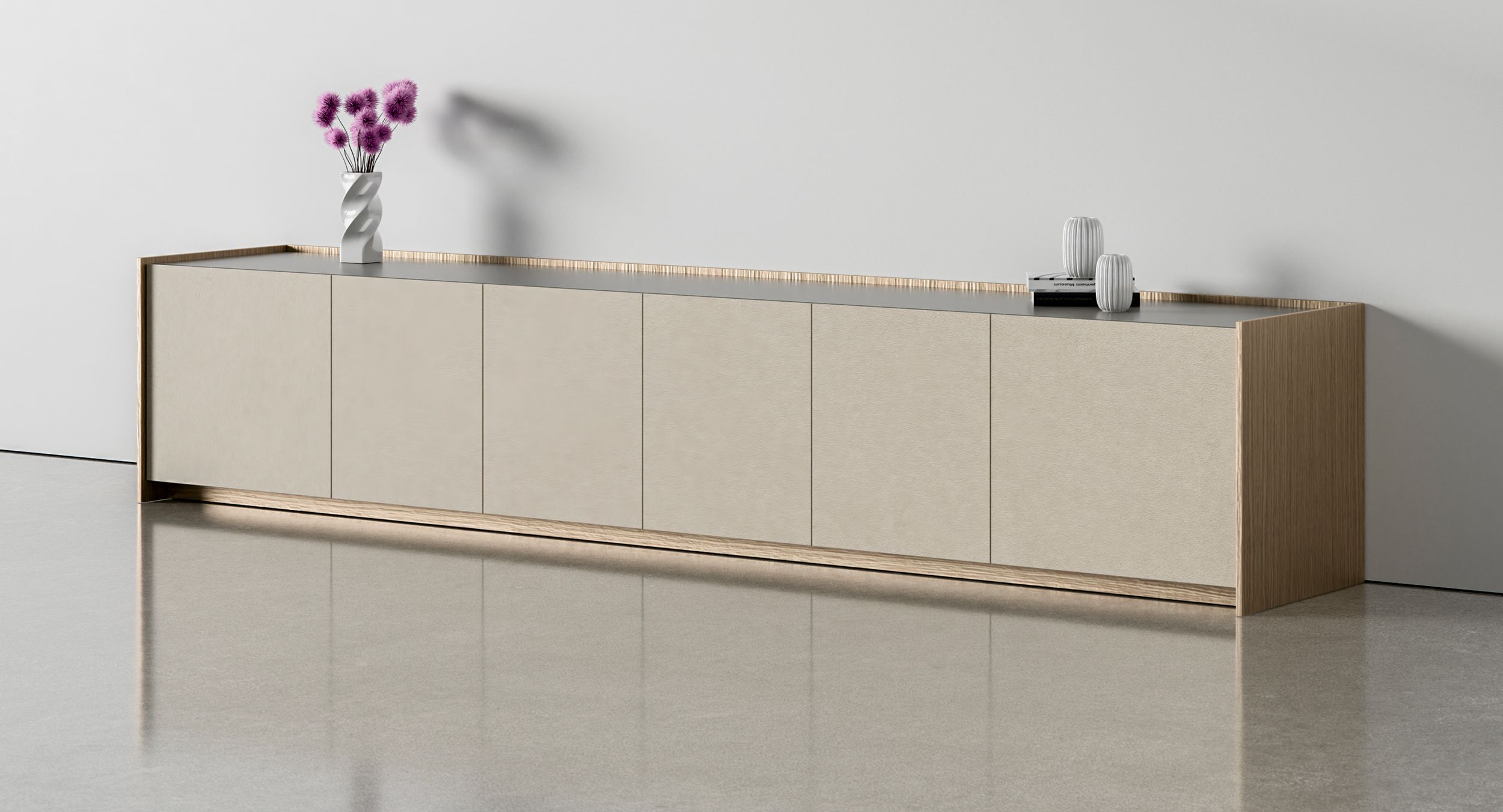 The distinctive outer frame extends beyond the surface, creating a subtle and elegant expression of VESPER’s design. 