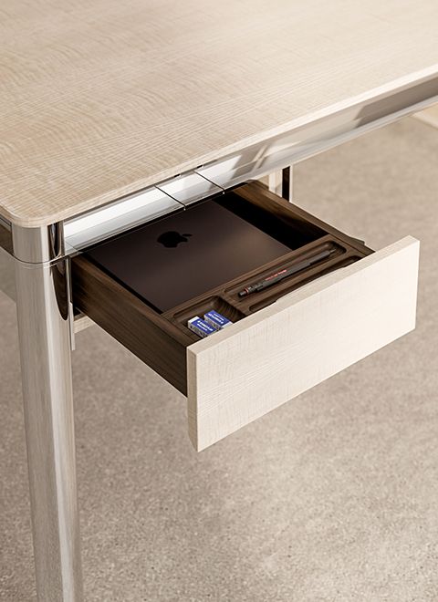 VESPER's drawer elegantly stores all your work tools and delivers all-day power.