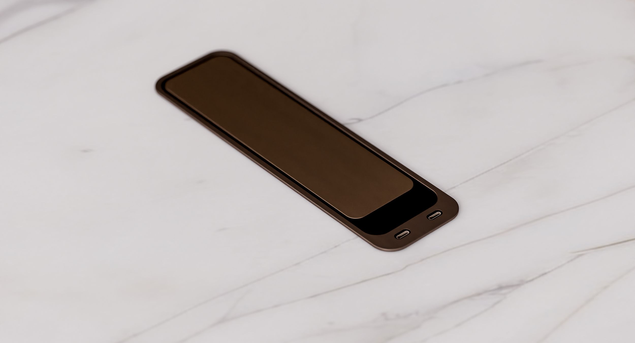 Power is seamlessly integrated into the table surface, making technology conveniently accessible.