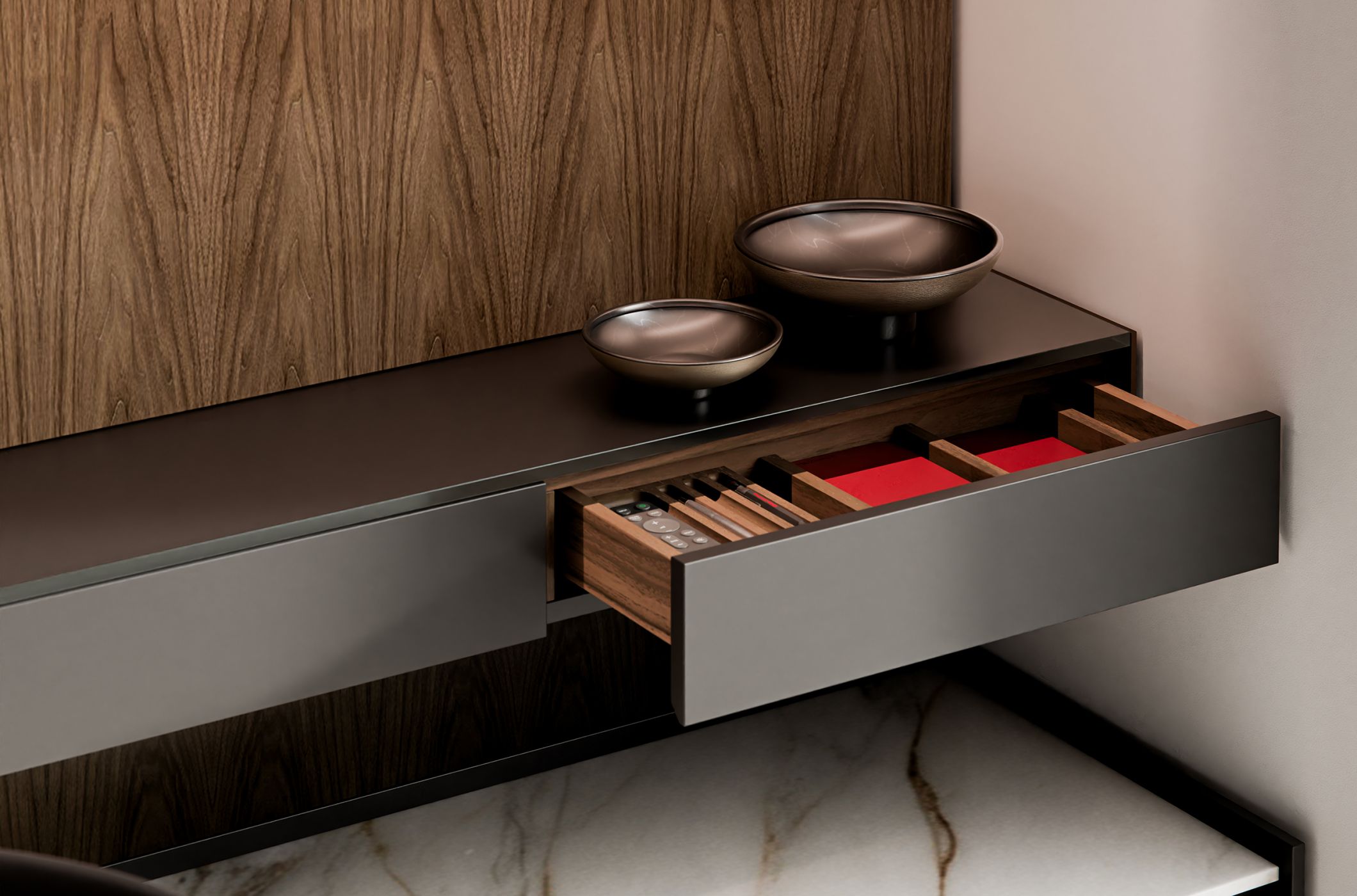 Carefully considered storage elements can be tailored to your precise requirements.
