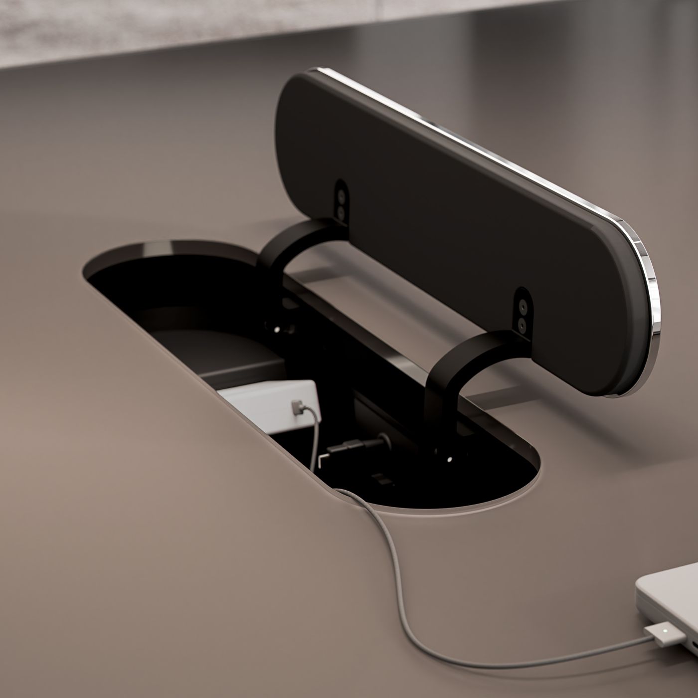 ASTORIA’s range of power bays are available in chrome and a range of luxurious brushed metal finishes.
