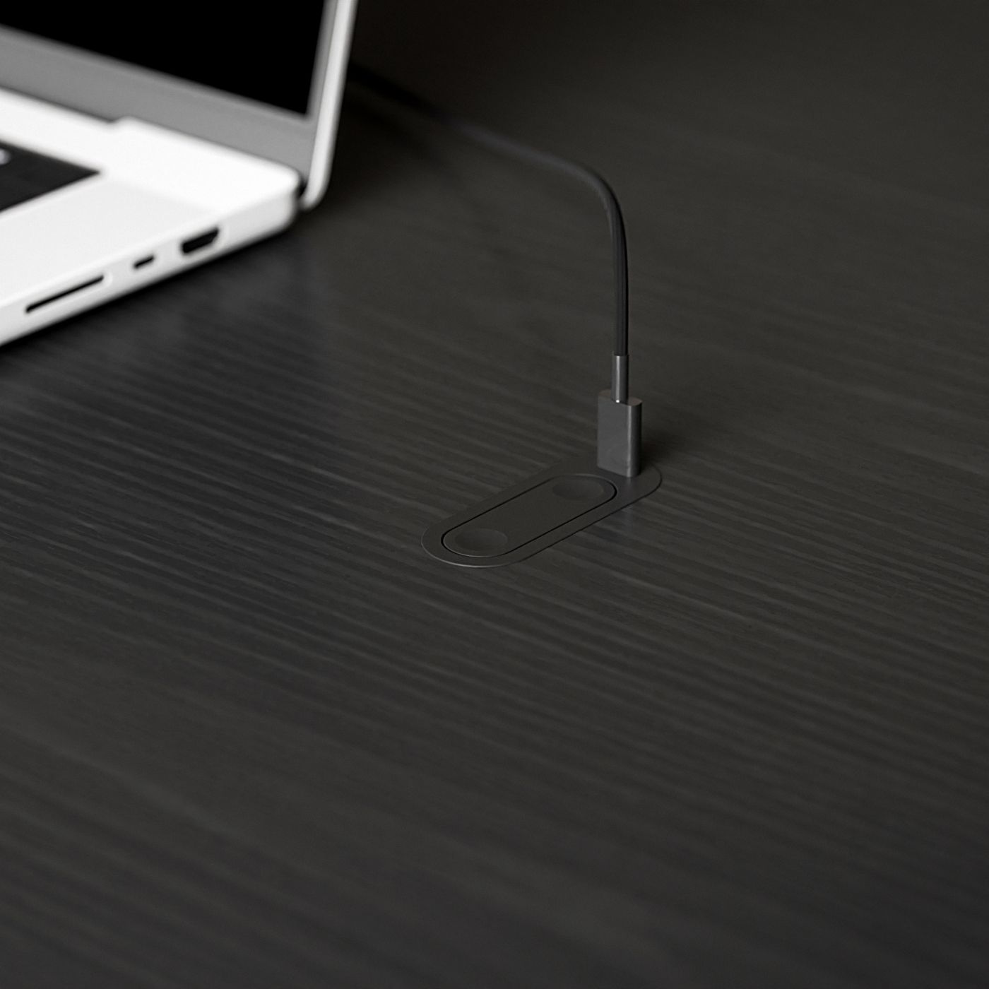 HELM's surface control incorporates minamilist adjustable height controls with USB-C connectivity.