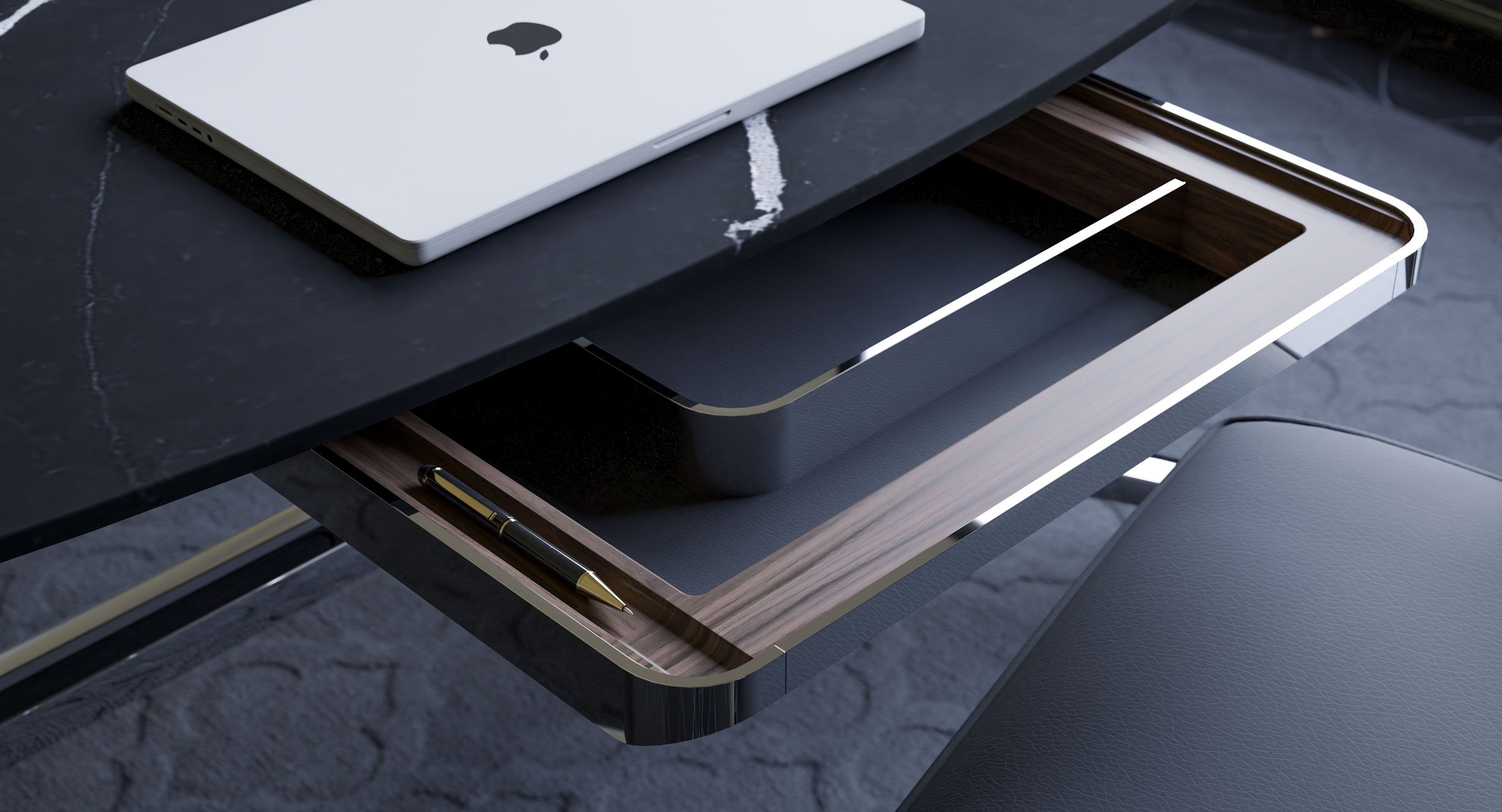 Helm's valet drawer is a luxurious space to store your work tools.