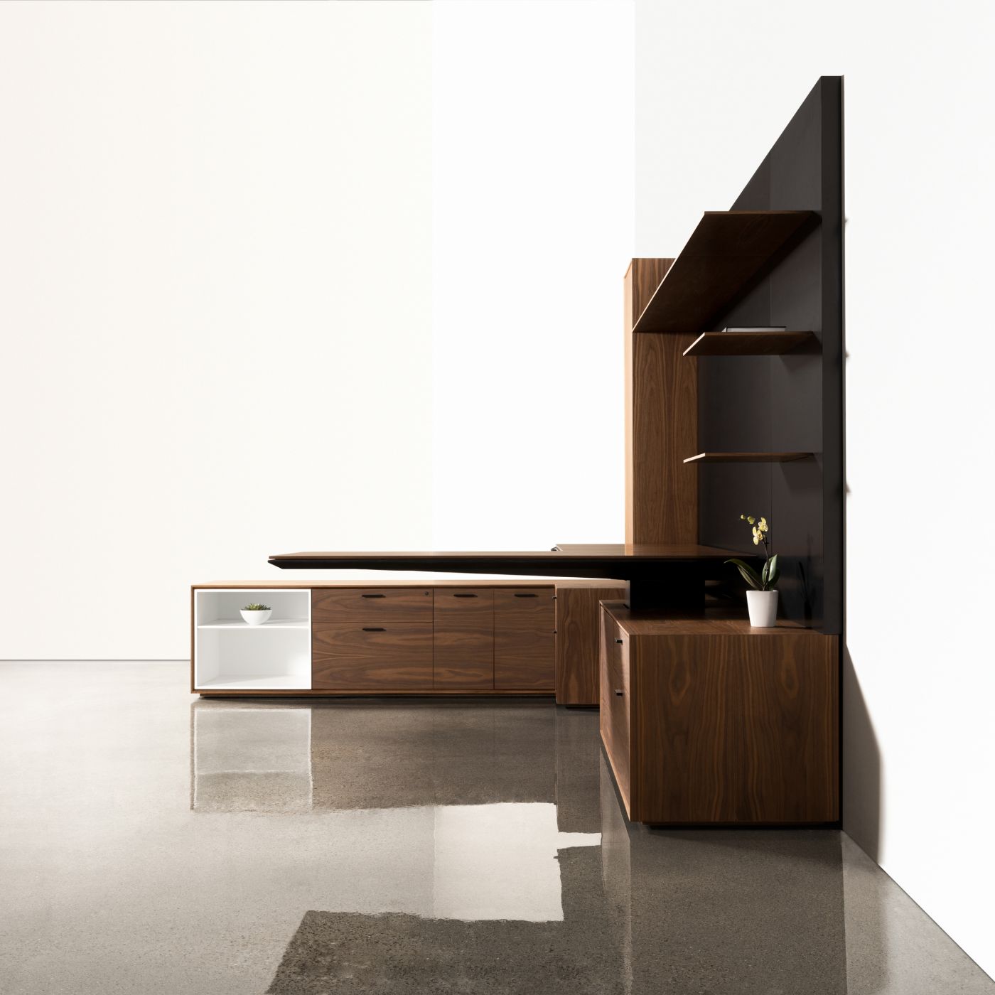 Elevate your space with Halo office's elegant lines and crisp aesthetics.
