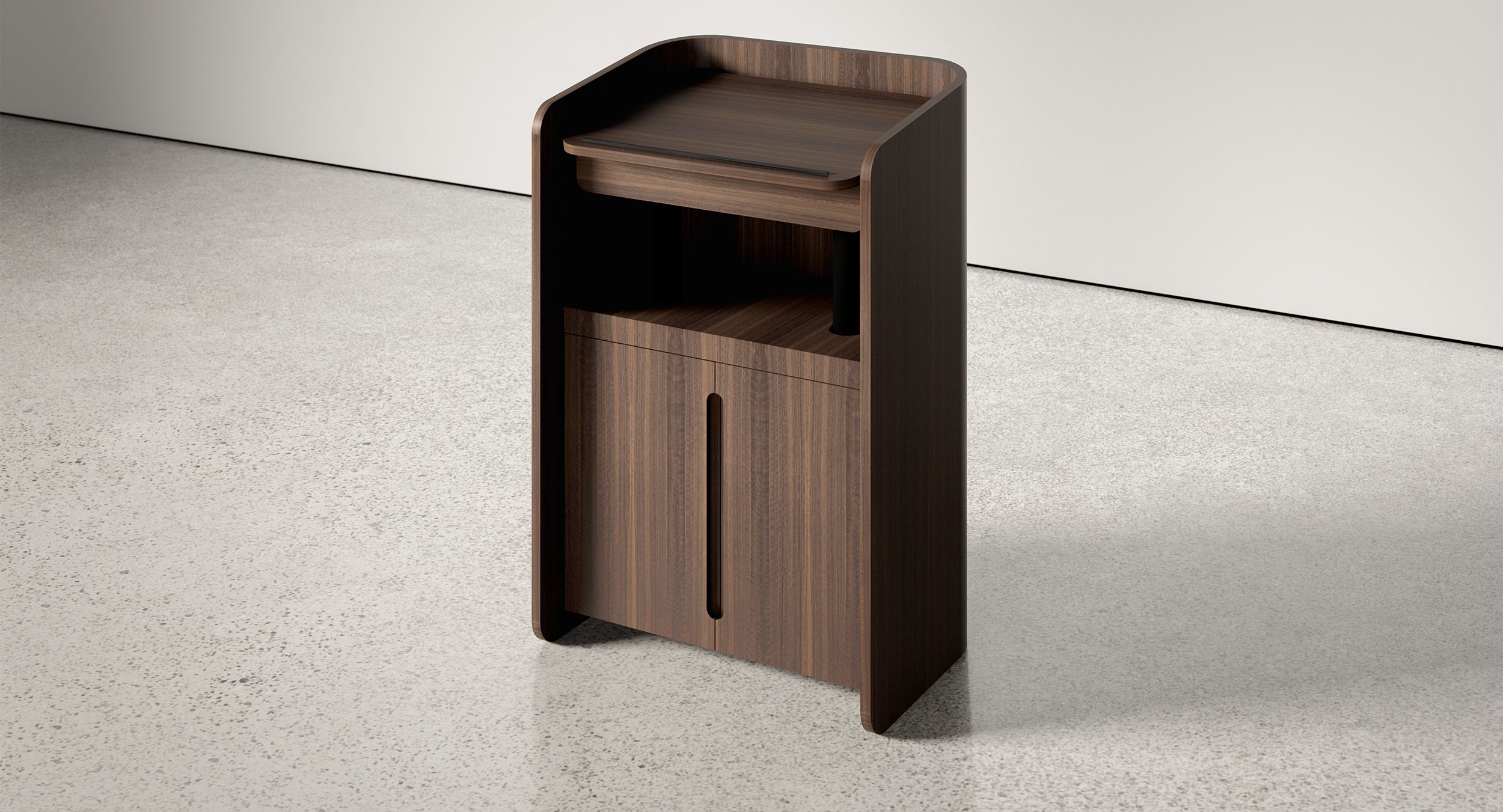 The Crew adjustable-height mobile lectern is both functional and beautiful.