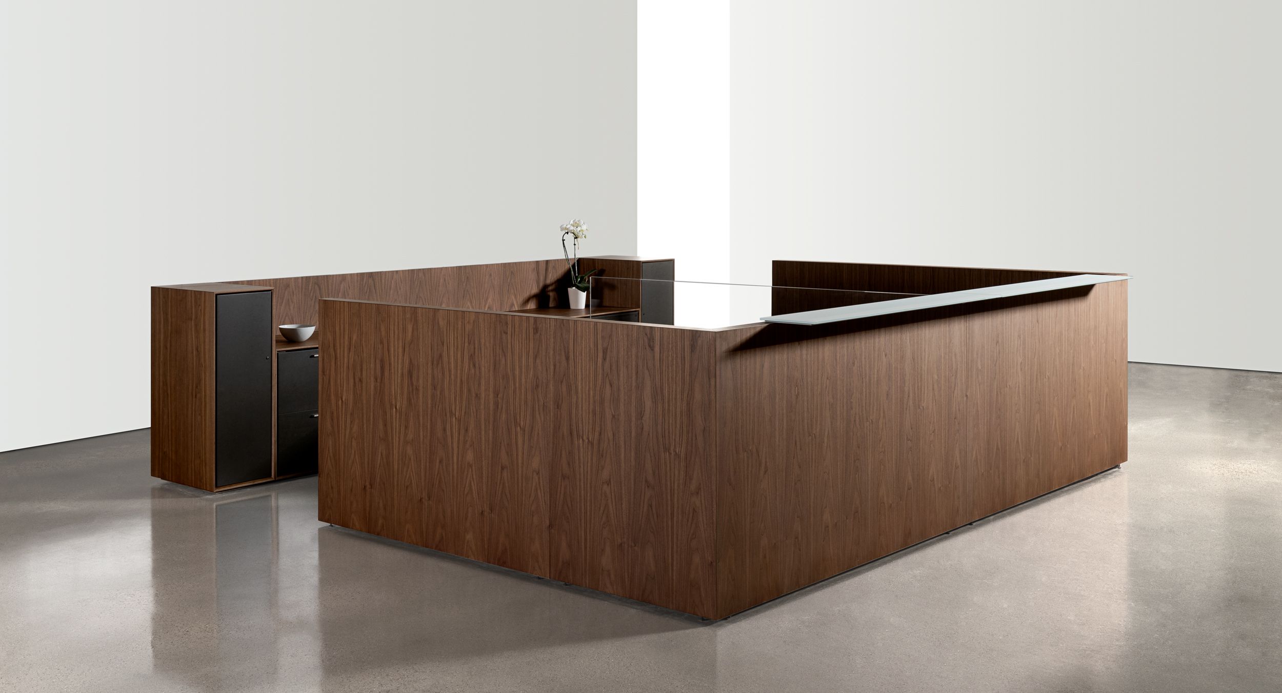 Beautiful Foundry reception station in American walnut