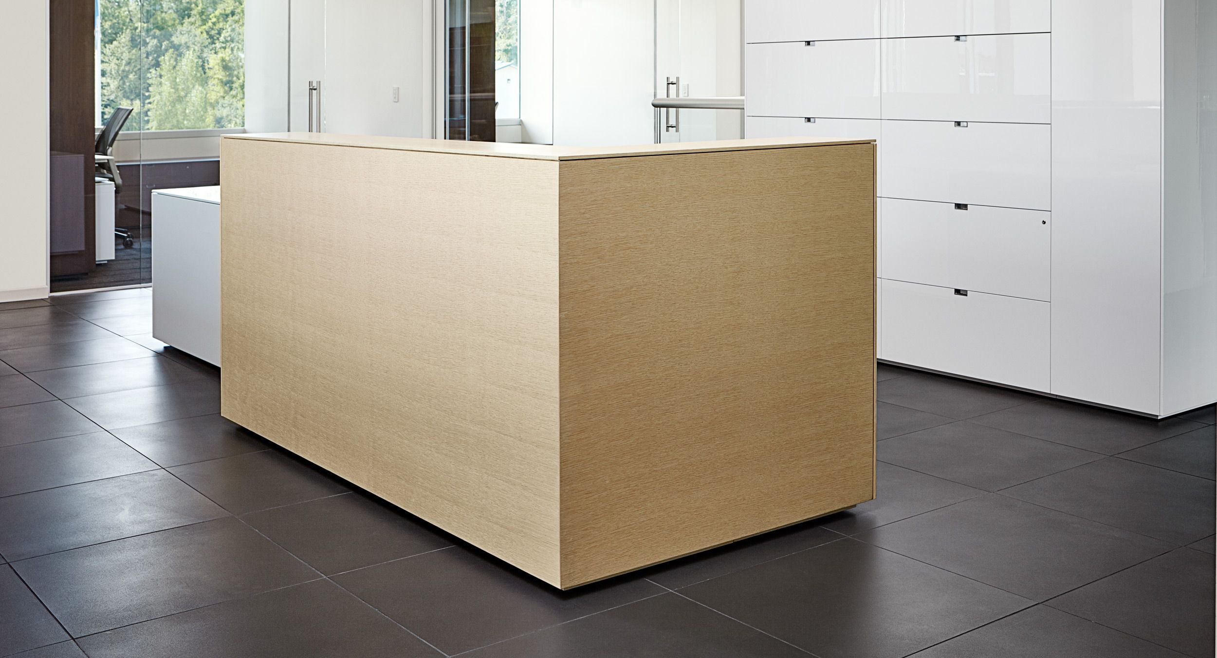 The Lex Reception Desk offers beautiful minimalism.