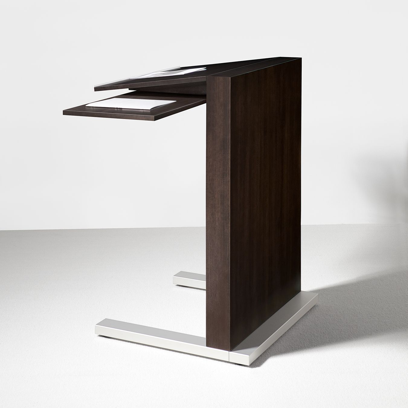 Mobile lecterns are available with an optional swivel shelf.