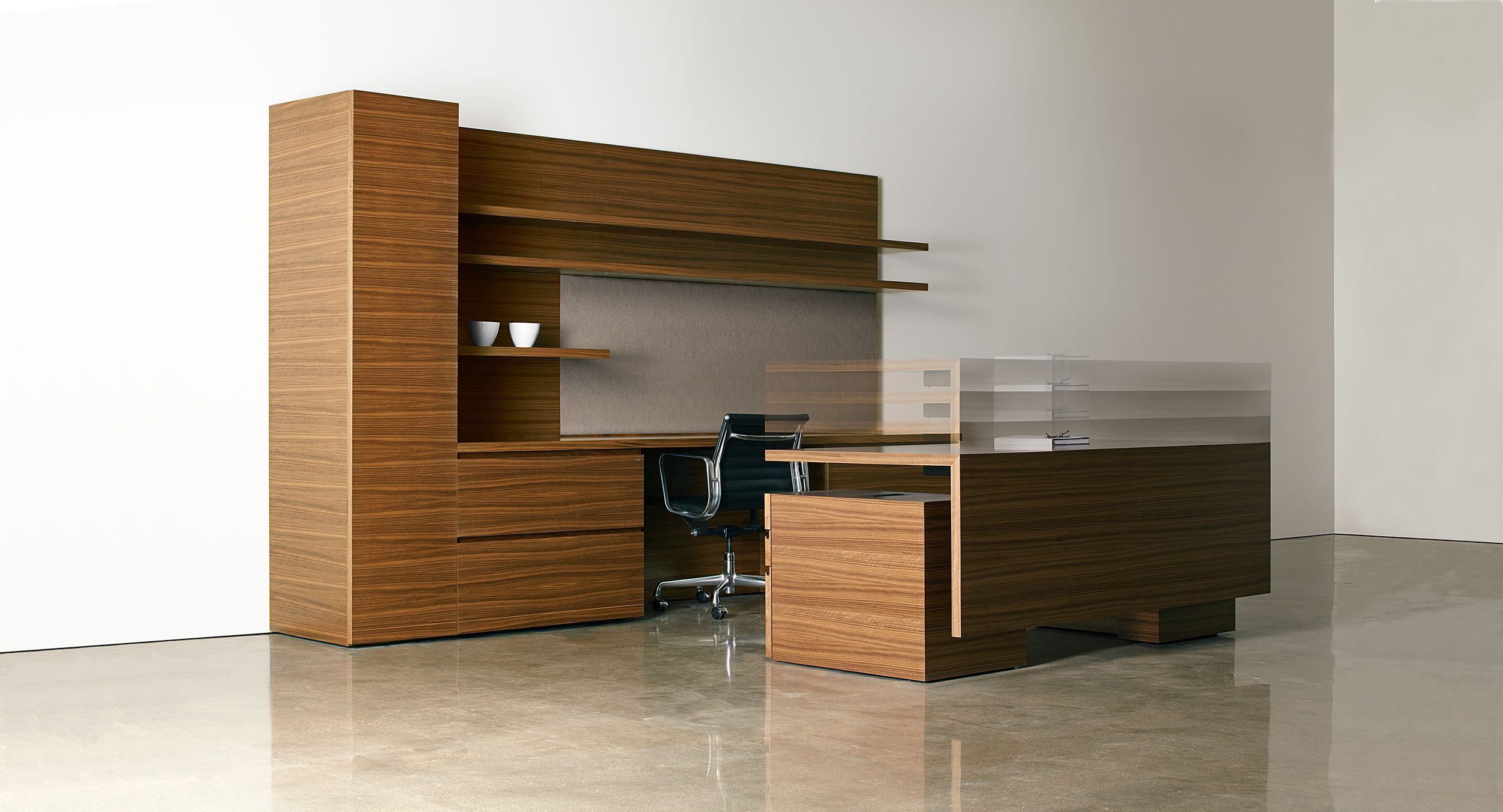 New Millennia offers the first beautifully proportioned adjustable-height wood desk.