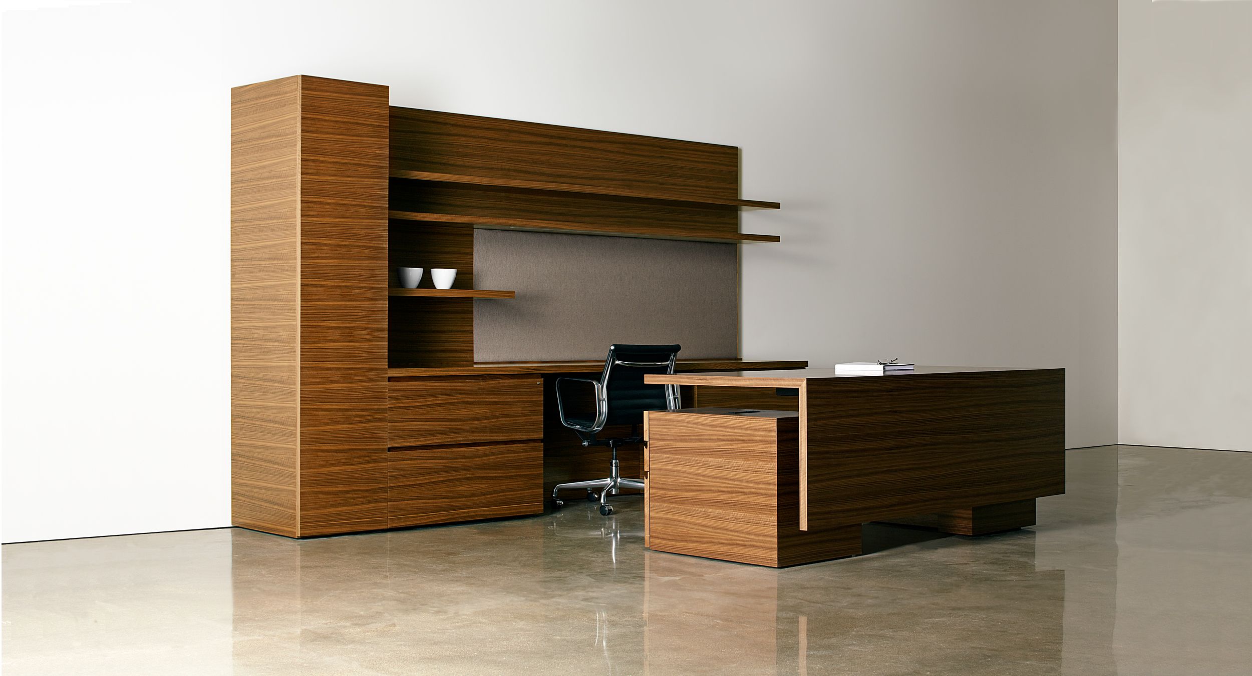 New Millennia offers the first beautifully proportioned adjustable-height wood desk.